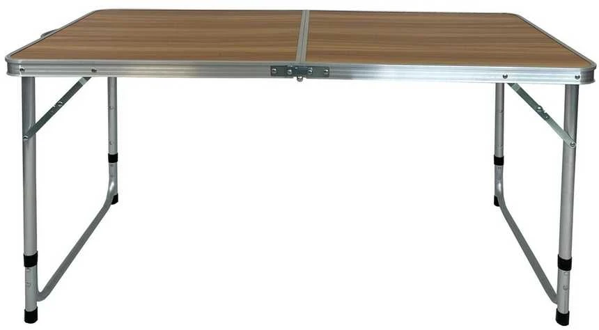 Turistinis sulankstomas stalas, 120x60x55-70 cm, medienos spalvos