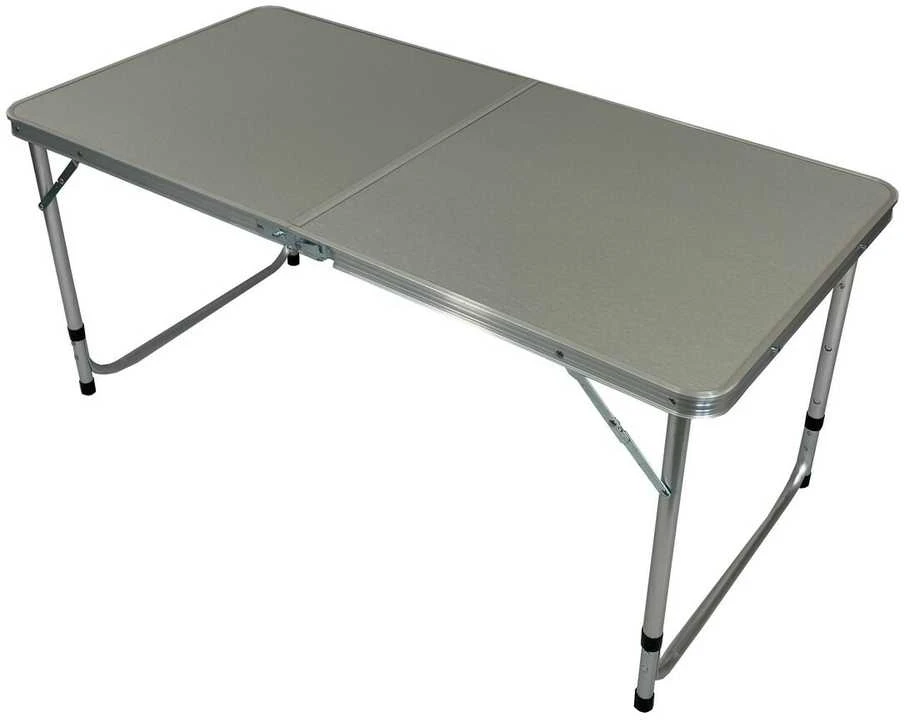 Turistinis sulankstomas stalas, 120x60x55-70 cm, pilkas