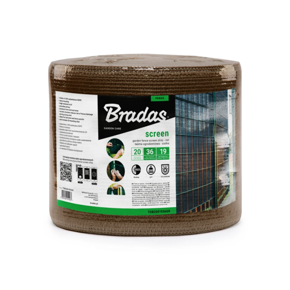 Tvoros juosta / tinklas Bradas, 19cm x 36m, 200g/m2, + 20 klipsų, ruda