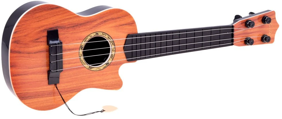 Vaikiška 4 stygų gitara su mediatoriumi, ruda