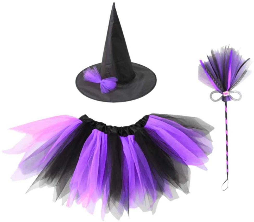 Vaikiškas raganaitės kostiumas, violetinis/juodas