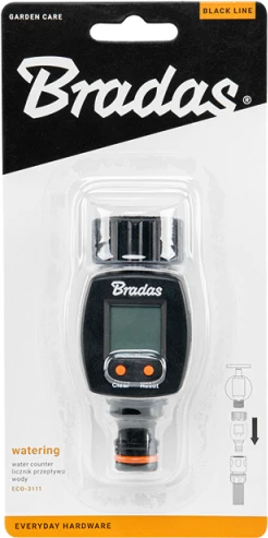 Vandens srauto matuoklis 3/4" vid.sr. Bradas Juodas LINE