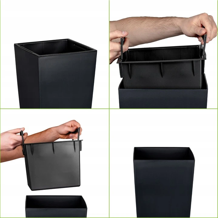 Vazonas RATO SQUARE su įdėklu, 61 cm, anthracite