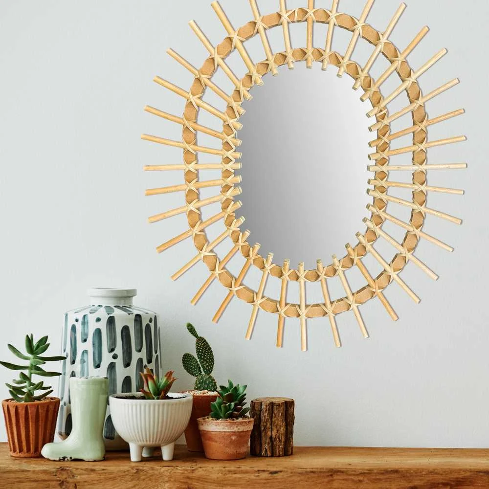 Veidrodis Boho D, rusvai gelsvas/Bamboo, 24 cm