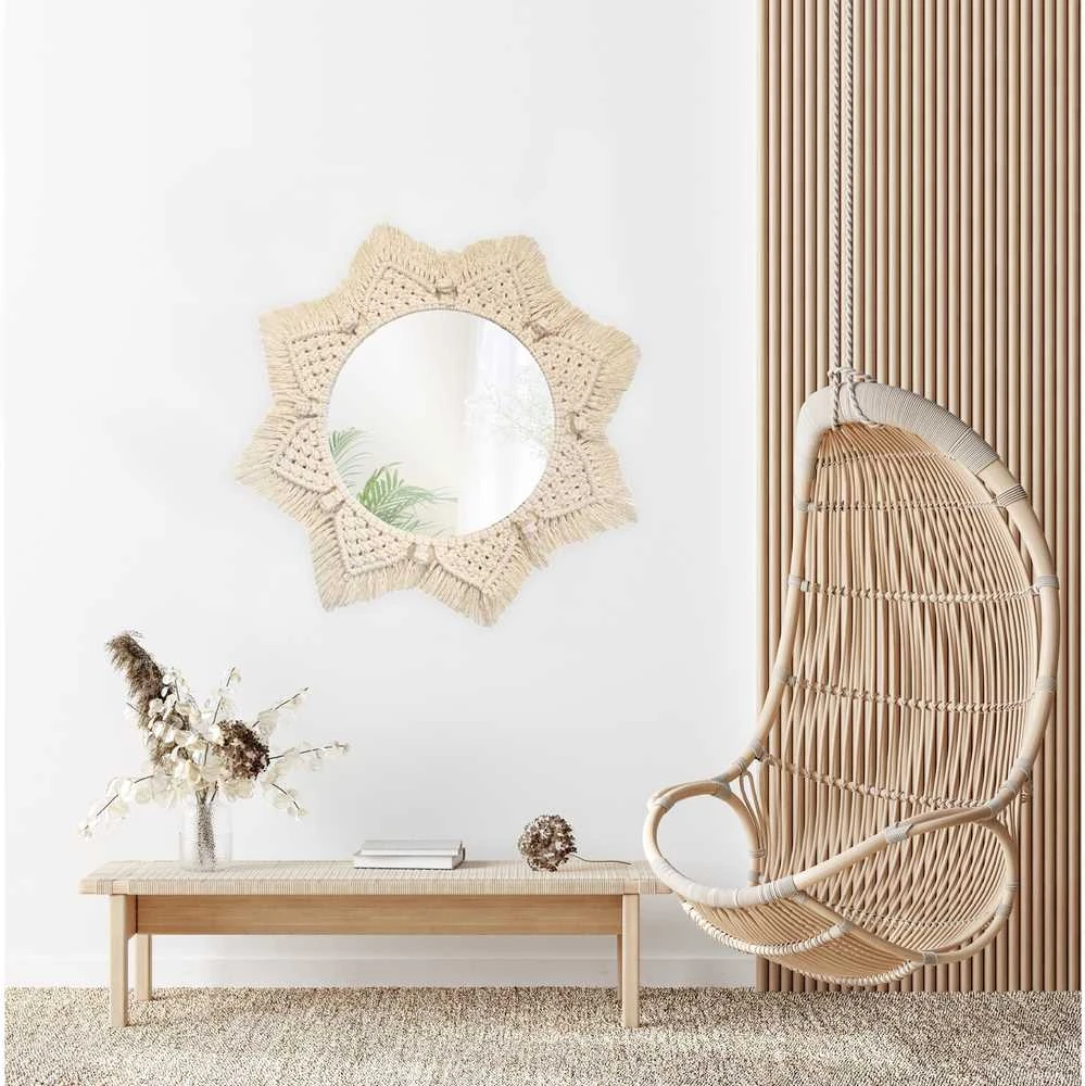 Veidrodis Boho Sun, rusvai gelsvas/Bamboo, 55 cm