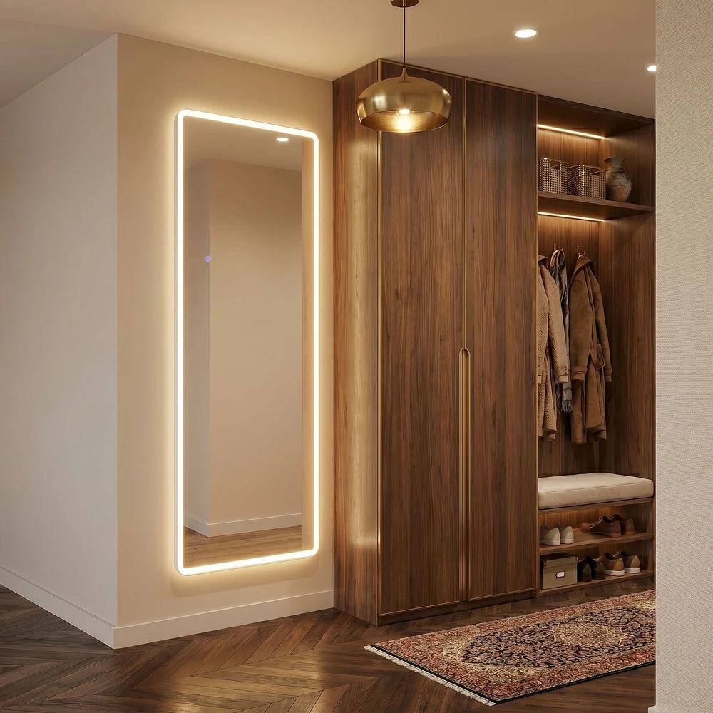 Veidrodis Classico su LED apšvietimu, 60x170 cm, Baltas