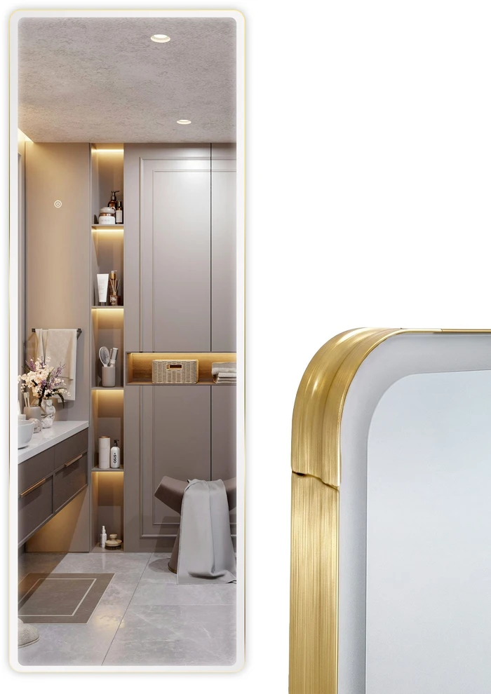 Veidrodis Classico su LED apšvietimu, 60x170 cm, Gold
