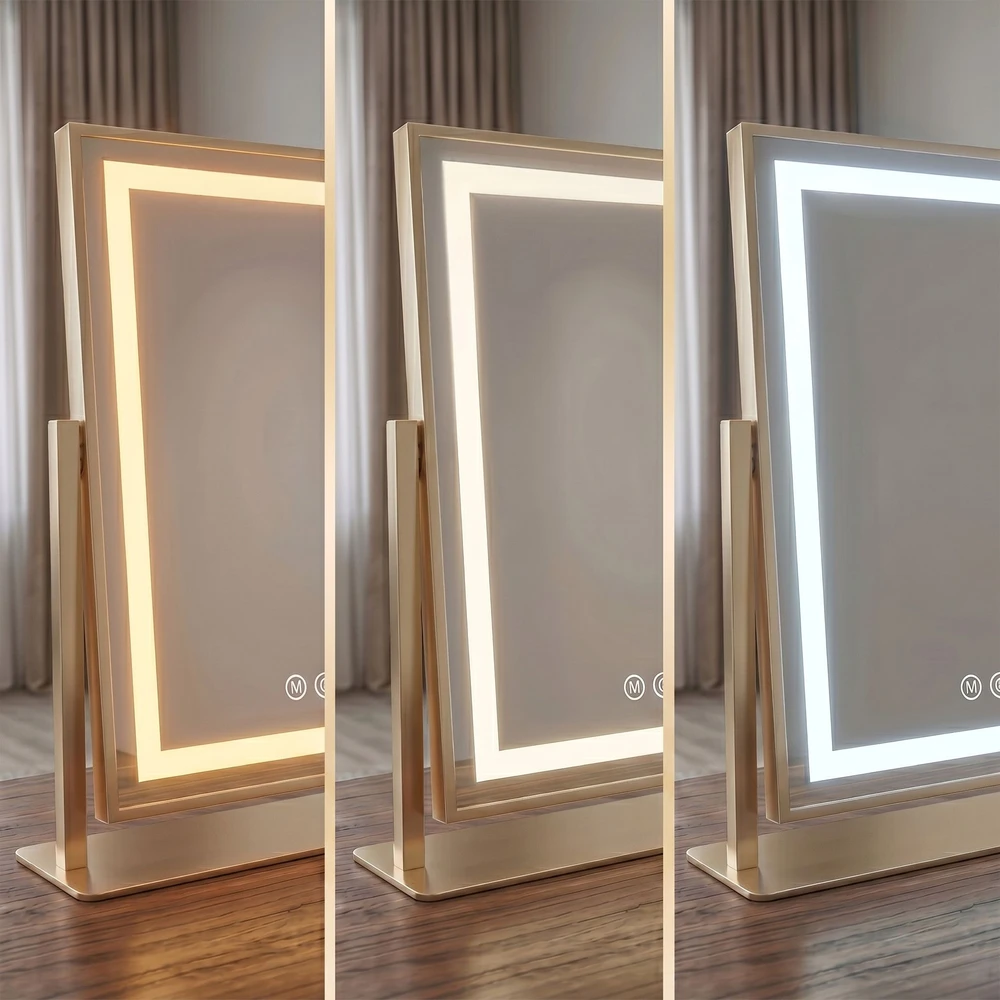 Veidrodis LUMI su LED apšvietimu, 30x40 cm, Gold