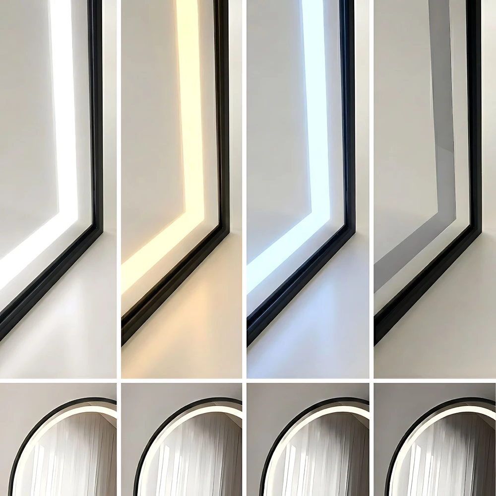 Veidrodis Orbit su LED apšvietimu, 60x170 cm, Juodas