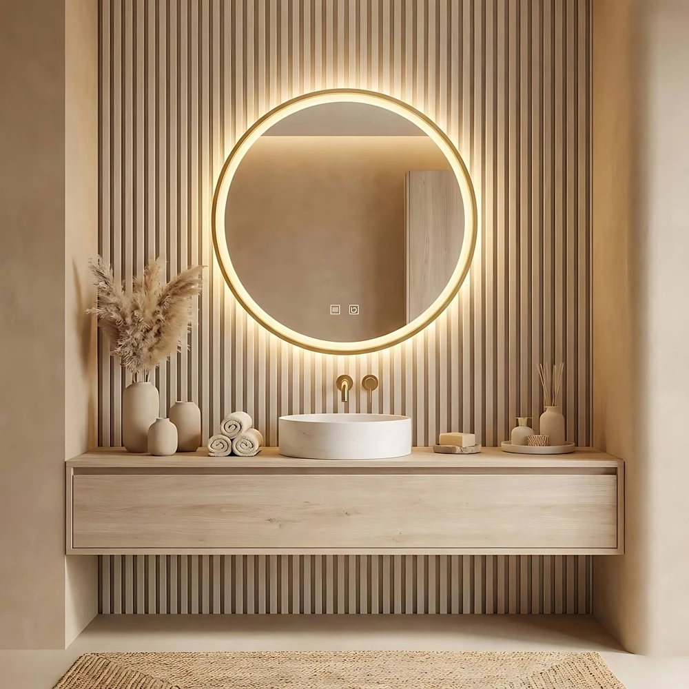 Veidrodis su LED apšvietimu MMJ, 60 cm, Gold