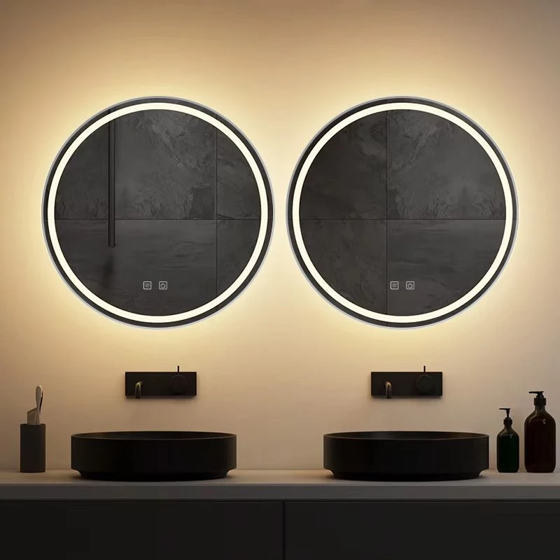 Veidrodis su LED apšvietimu MMJ, 60 cm, sidabrinis
