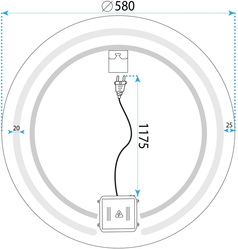 Veidrodis su LED apšvietimu Modern, 60 cm