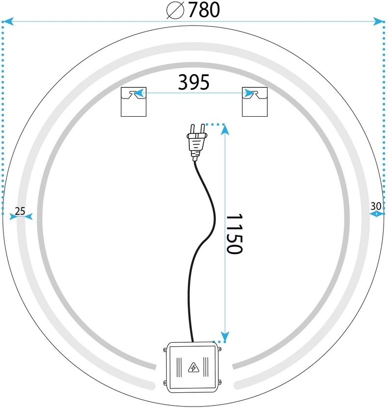 Veidrodis su LED apšvietimu Modern, 80 cm