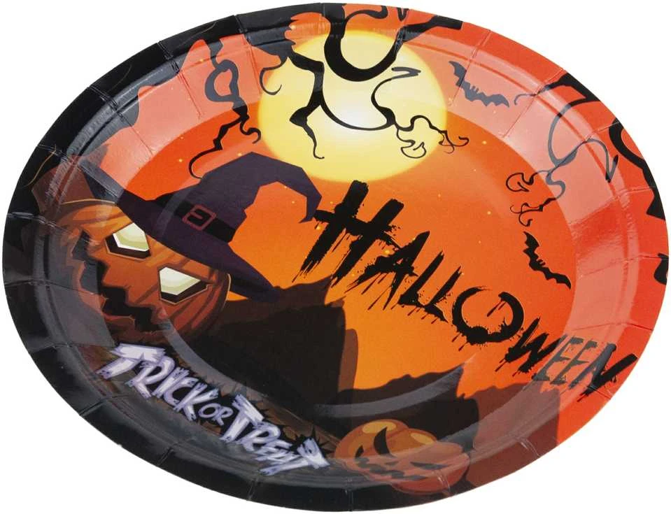 Vienkartinės popierinės lėkštės Halloween, 10 vnt.