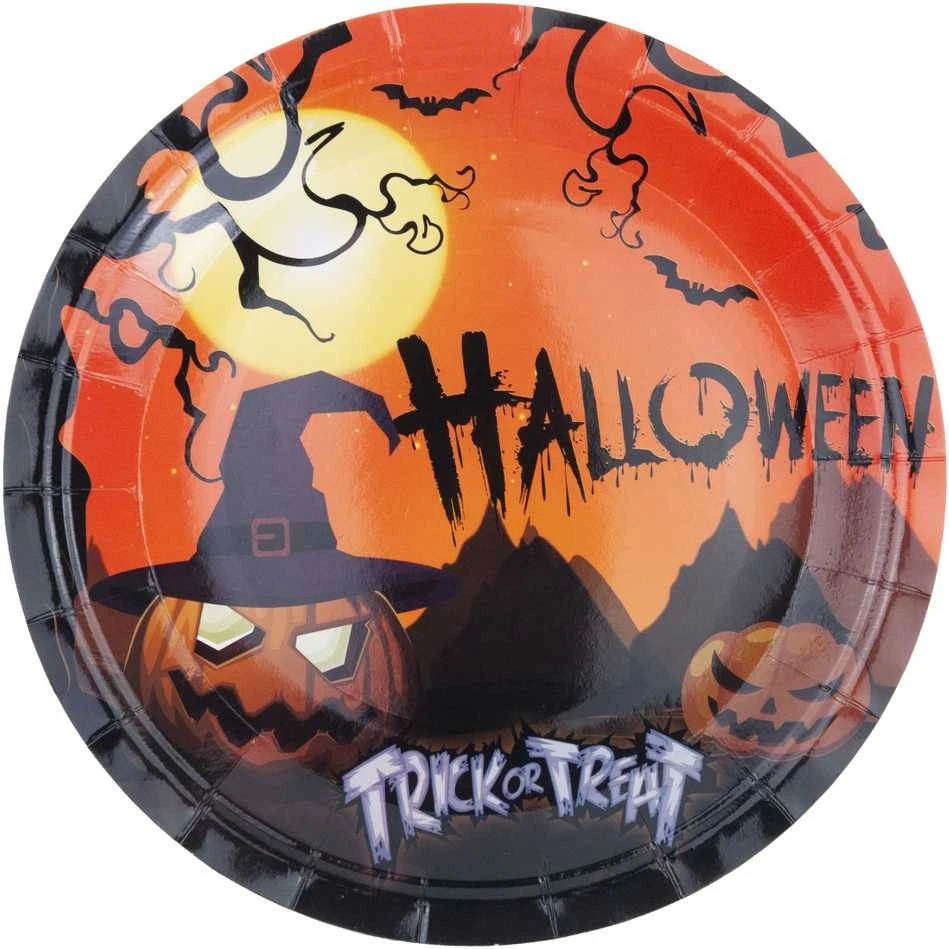 Vienkartinės popierinės lėkštės Halloween, 10 vnt.