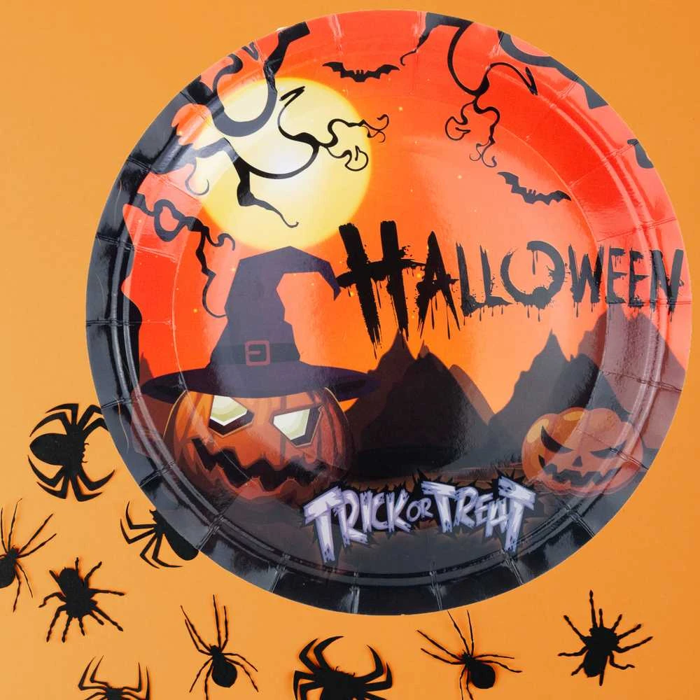 Vienkartinės popierinės lėkštės Halloween, 10 vnt.