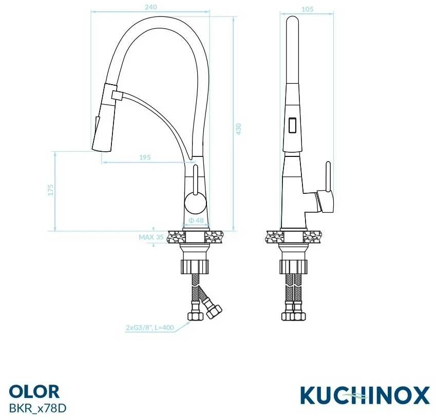 Virtuvinis maišytuvas Kuchinox OLOR U, BKR_G78D, Brushed auksinis/Juodas