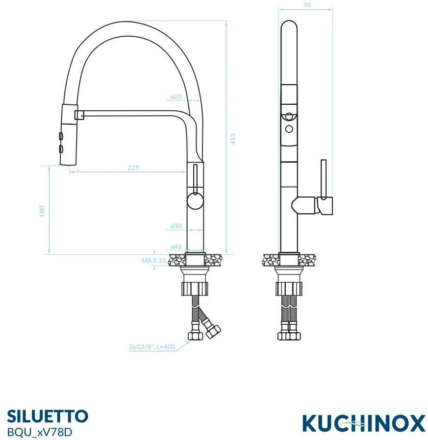 Virtuvinis maišytuvas Kuchinox SILUETTO U, BQU_978D, Graphite