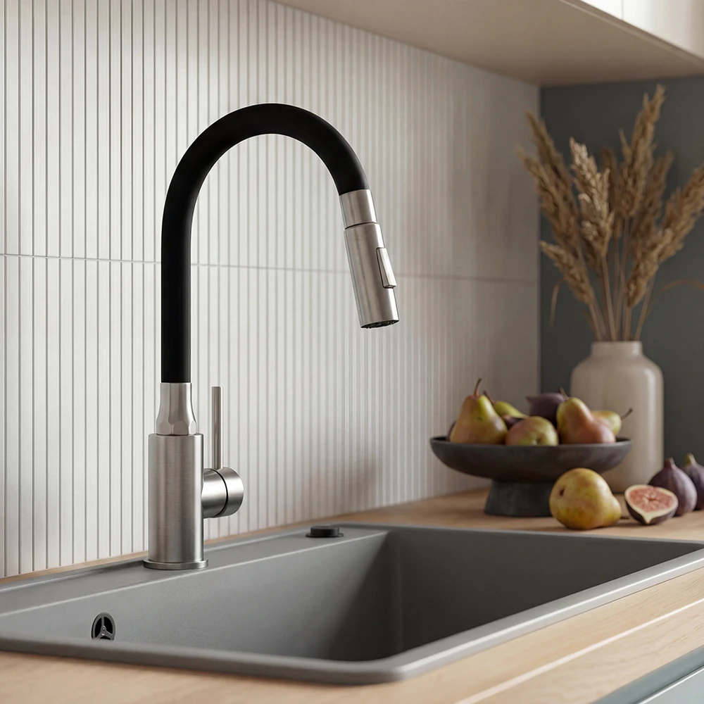 Virtuvinis maišytuvas Kuchinox VELIA, B52_762A, Brushed steel/Juodas