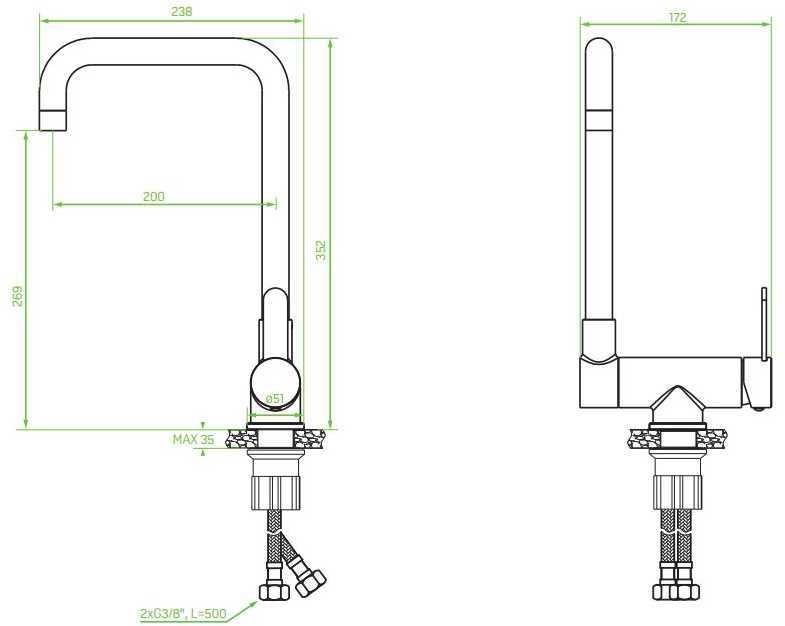 Virtuvinis maišytuvas Laveo Bona L BAB_265L, Brushed steel