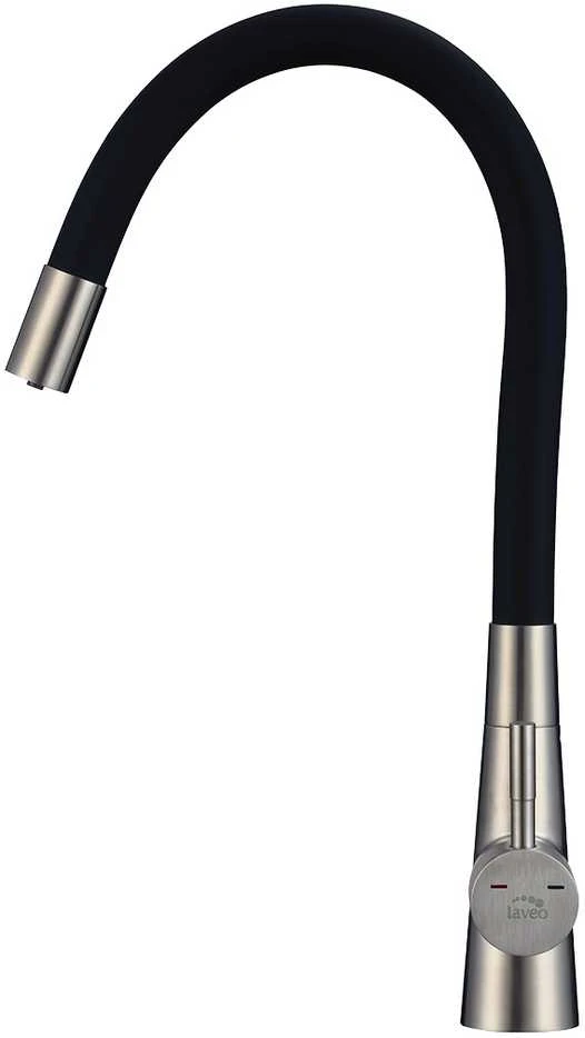 Virtuvinis maišytuvas Laveo Riveco su pajungimu vandens filtrui, Brushed steel/Juodas