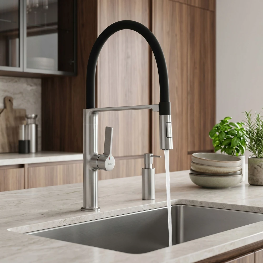 Virtuvinis maišytuvas REA Lago, Brushed Nickel