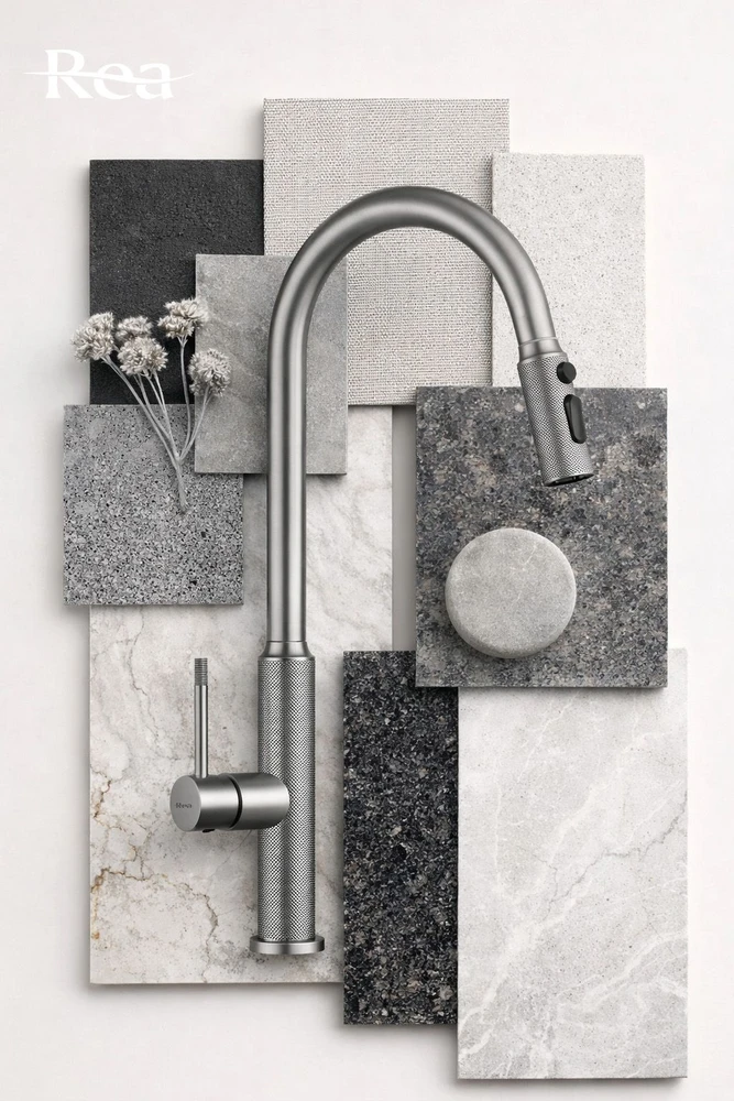 Virtuvinis maišytuvas Rea Master, Brushed Nickel