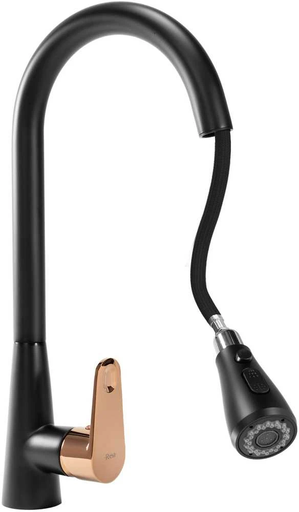 Virtuvinis maišytuvas Rea Mild, Juodas/Rose Gold
