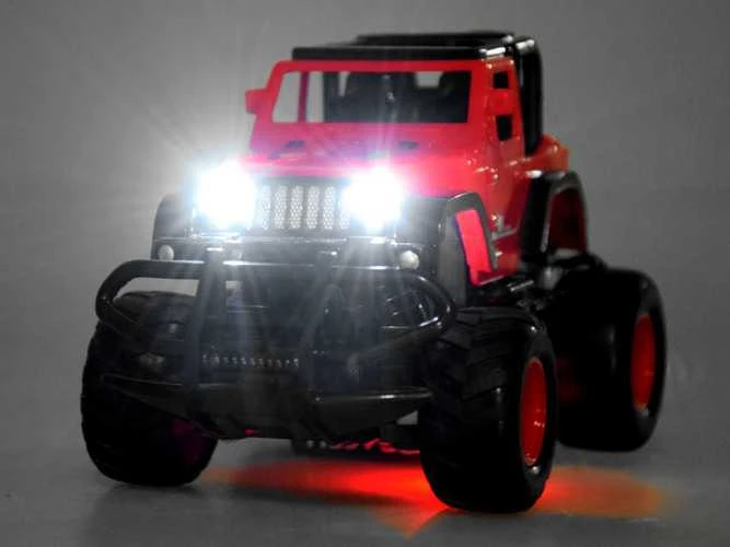 Visureigis su nuotolinio valdymo pultu ir šviesom, raudonas