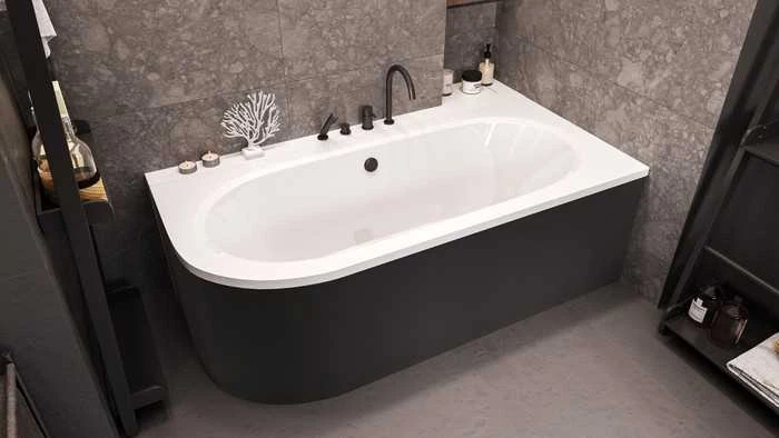 Vonia Besco Avita, 180 x 80 cm, dešininė, su juoda apdaila
