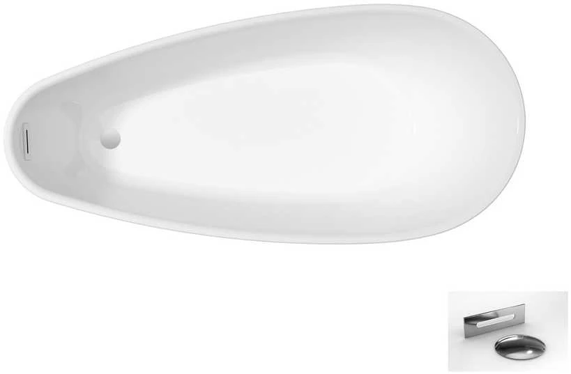 Vonia Besco Goya A-Line Juodas&Baltas, 170 x 80 cm (sifonas su persipylimu chrome)