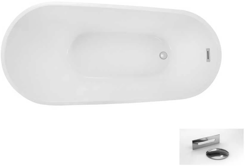 Vonia Besco Melody Juodas&Baltas, 150 x 80 cm, su chrome sifonu