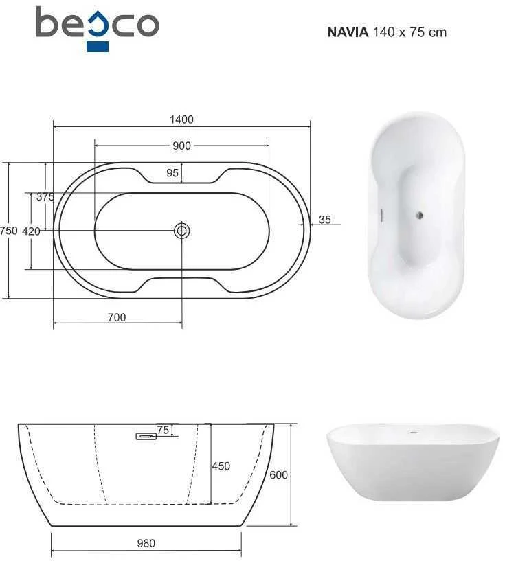 Vonia Besco Navia Glam Graphite, 140 x 75 cm, su grafito spalvos dangteliais