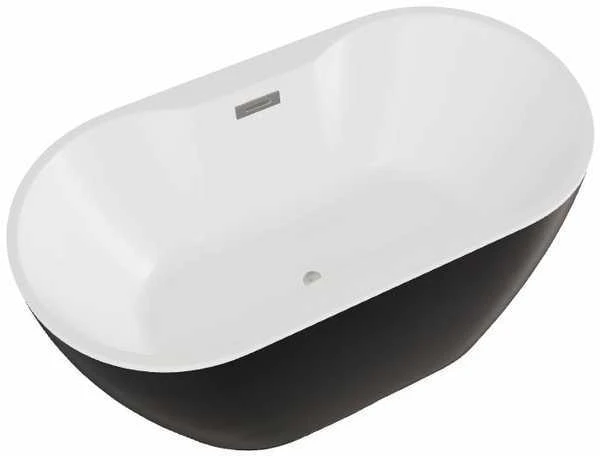 Vonia Besco Navia Juodas&Baltas Matt, 160 x 80 cm, su chrome sifonu