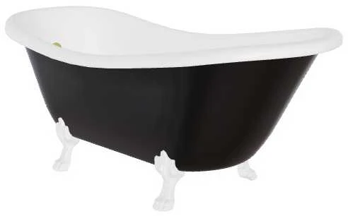 Vonia Besco Otylia B&W 160, Juodas/Baltas+Baltas, su sifonu su persipylimu Klik-klak Gold