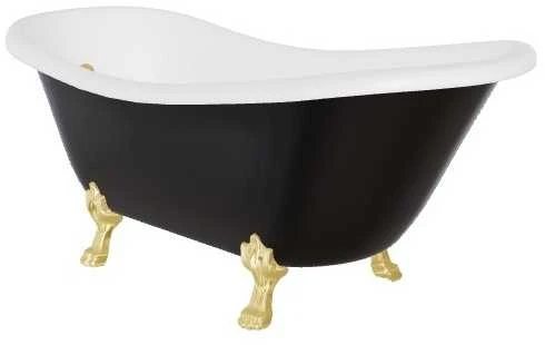 Vonia Besco Otylia B&W 170, Juodas/Baltas+Gold, su sifonu su persipylimu Klik-klak Gold
