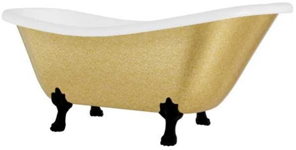 Vonia Besco Otylia Glam 160, Gold+Juodas, su sifonu Klik-klak Chrome