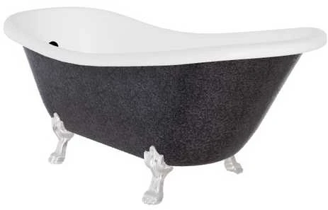 Vonia Besco Otylia Glam 160, Graphite+Chrome, su sifonu su persipylimu Klik-klak Juodas