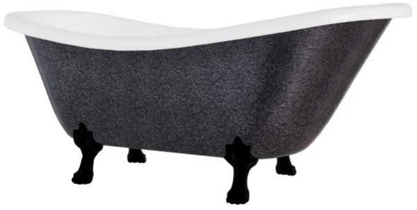 Vonia Besco Otylia Glam 160, Graphite+Juodas, su sifonu Klik-klak Chrome
