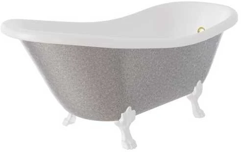 Vonia Besco Otylia Glam 160, Sidabrinis+Baltas, su sifonu su persipylimu Klik-klak Gold