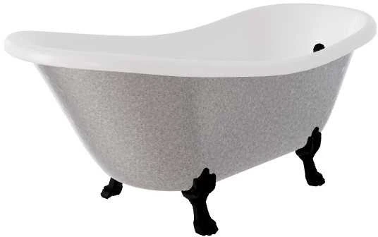 Vonia Besco Otylia Glam 160, Sidabrinis+Juodas, su sifonu su persipylimu Klik-klak Juodas