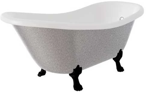 Vonia Besco Otylia Glam 160, Sidabrinis+Juodas, su sifonu su persipylimu Klik-klak Chrome