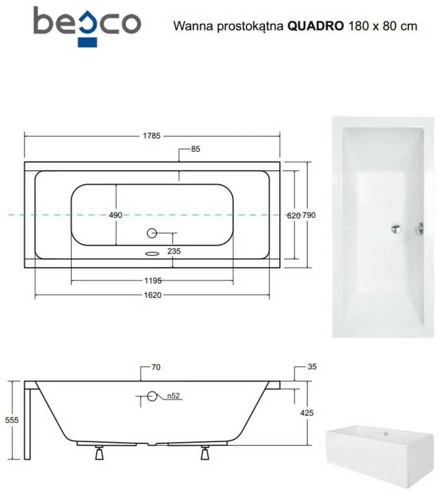 Vonia Besco Quadro 180 su juoda apdaila