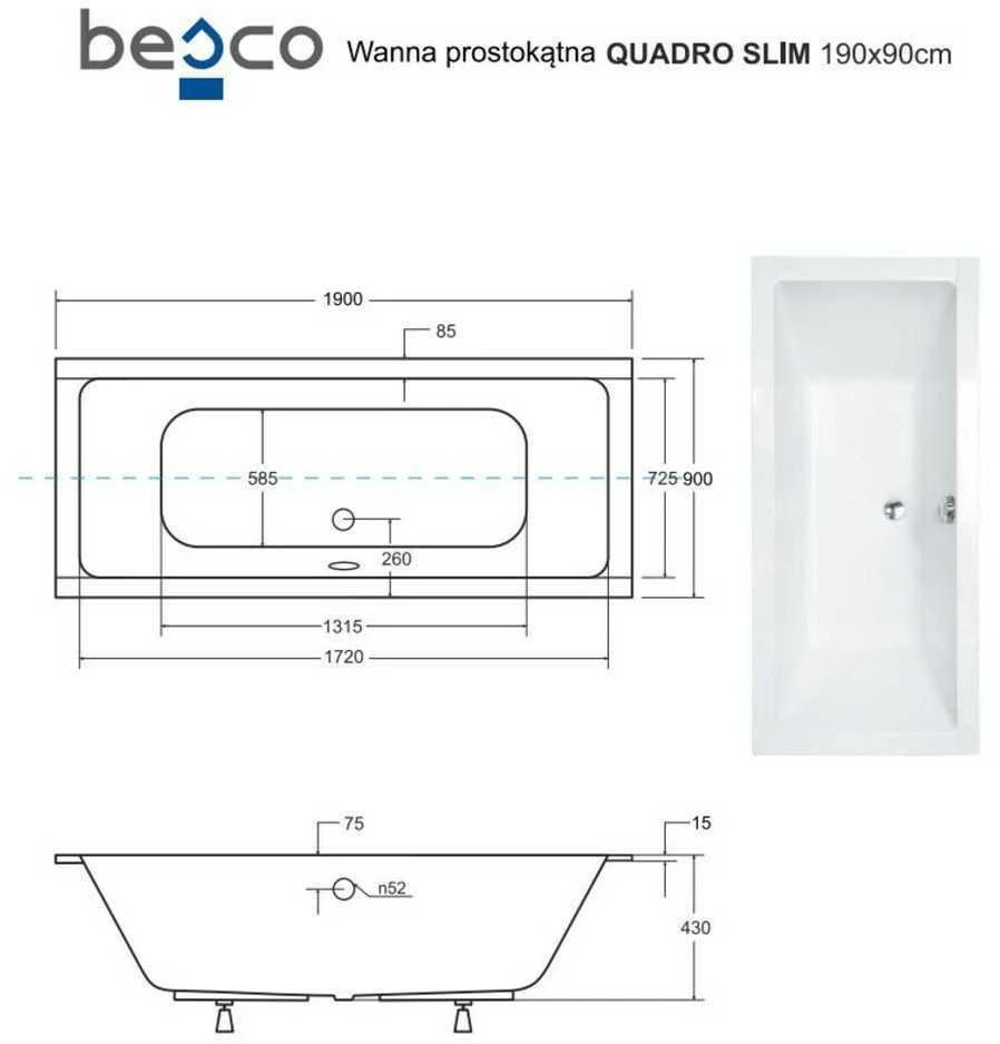 Vonia Besco Quadro Slim, 190 x 90 cm