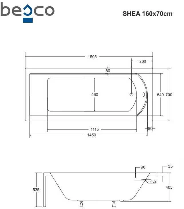Vonia Besco Shea, 160 x 70 cm, su juoda apdaila