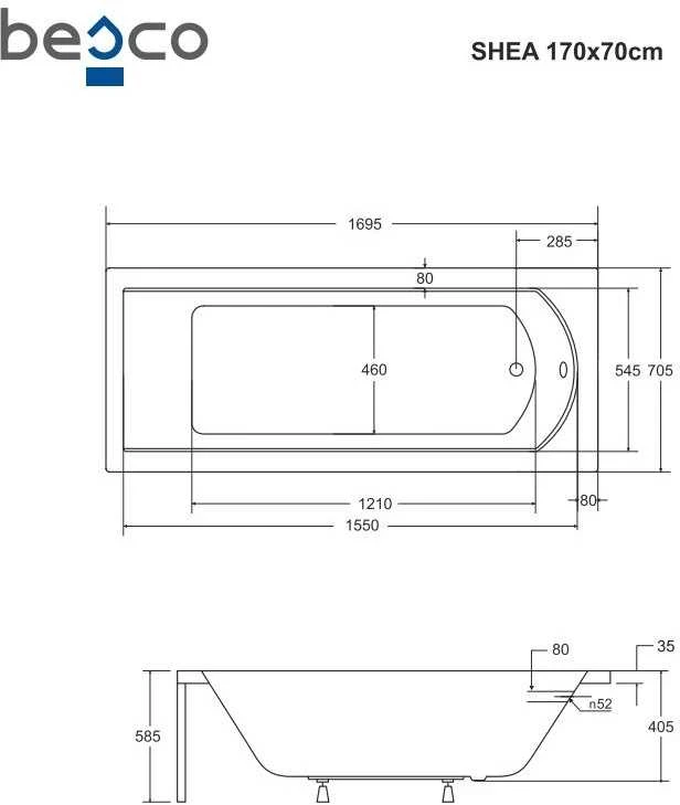 Vonia Besco Shea, 170 x 70 cm, su juoda apdaila