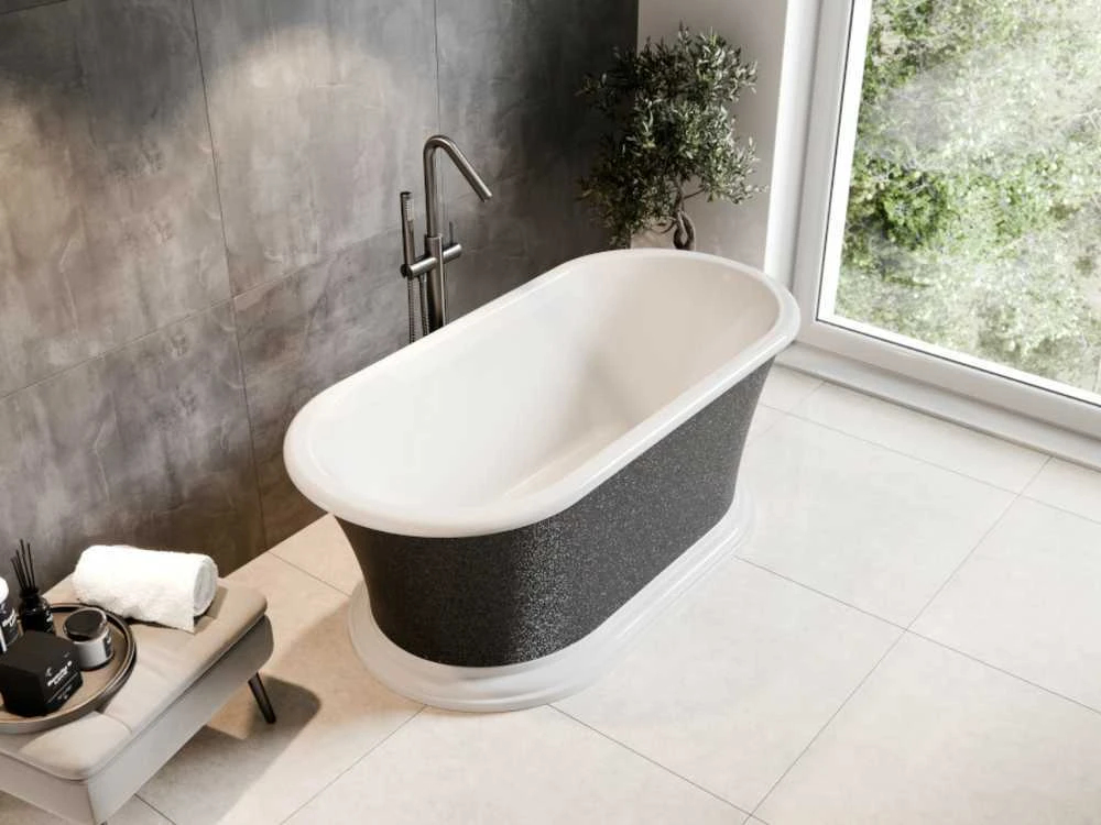 Vonia Besco Ziva Glam Graphite, 160 x 75 cm, su klik-klak gun metal valomu iš viršaus