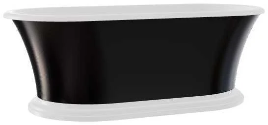 Vonia Besco Ziva Juodas&Baltas, 160 x 75 cm, su sifonu su persipylimu slim chrome
