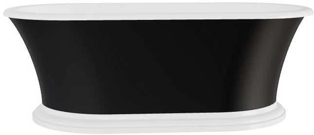 Vonia Besco Ziva Juodas&Baltas Matt, 160 x 75 cm, su sifonu su persipylimu slim baltas