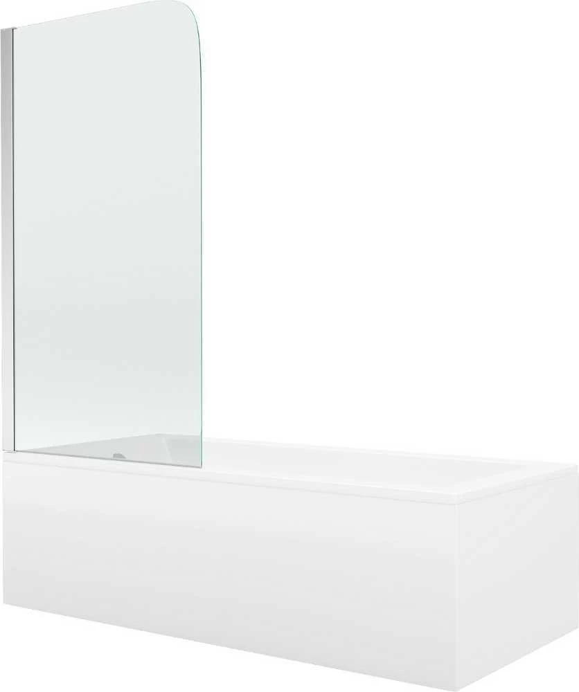 Vonia Mexen Cubik su apdaila ir stiklo sienele, 150x70 cm + 75 cm, baltas+I/swing/chrome